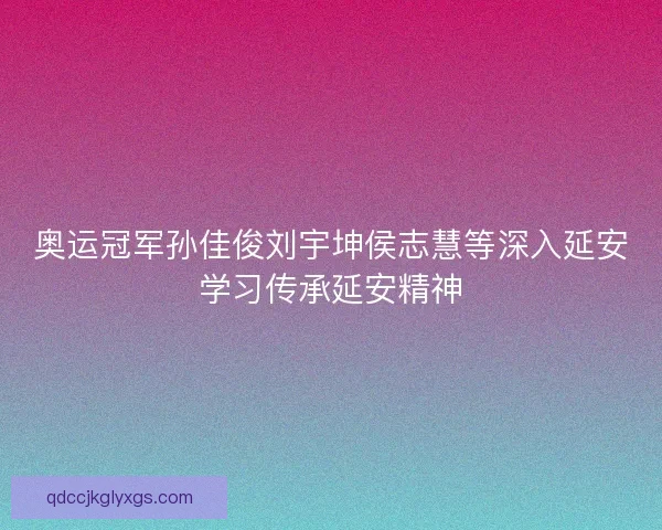 奥运冠军孙佳俊刘宇坤侯志慧等深入延安学习传承延安精神